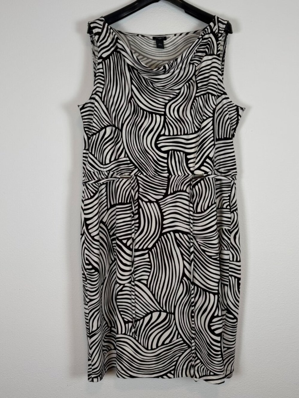 NWT Ann Taylor XL Black White Abstract Print Sleeveless Sheath Dress - Picture 3 of 13